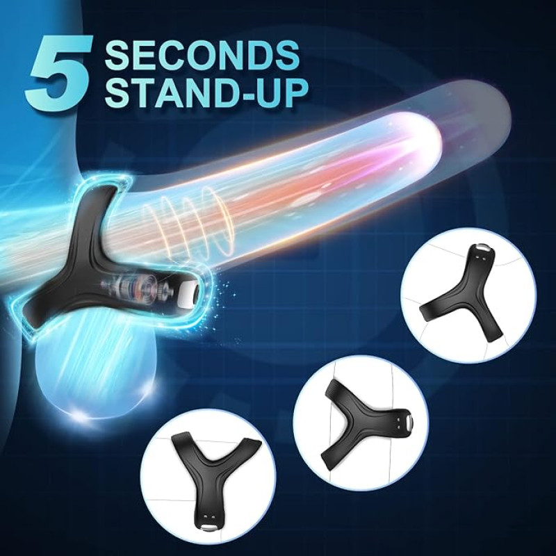 VIP17 Ultra-soft male penis ring, enhanced pleasure, silicone triangle penis ring, 10 strong vibration modes, couple sex toys