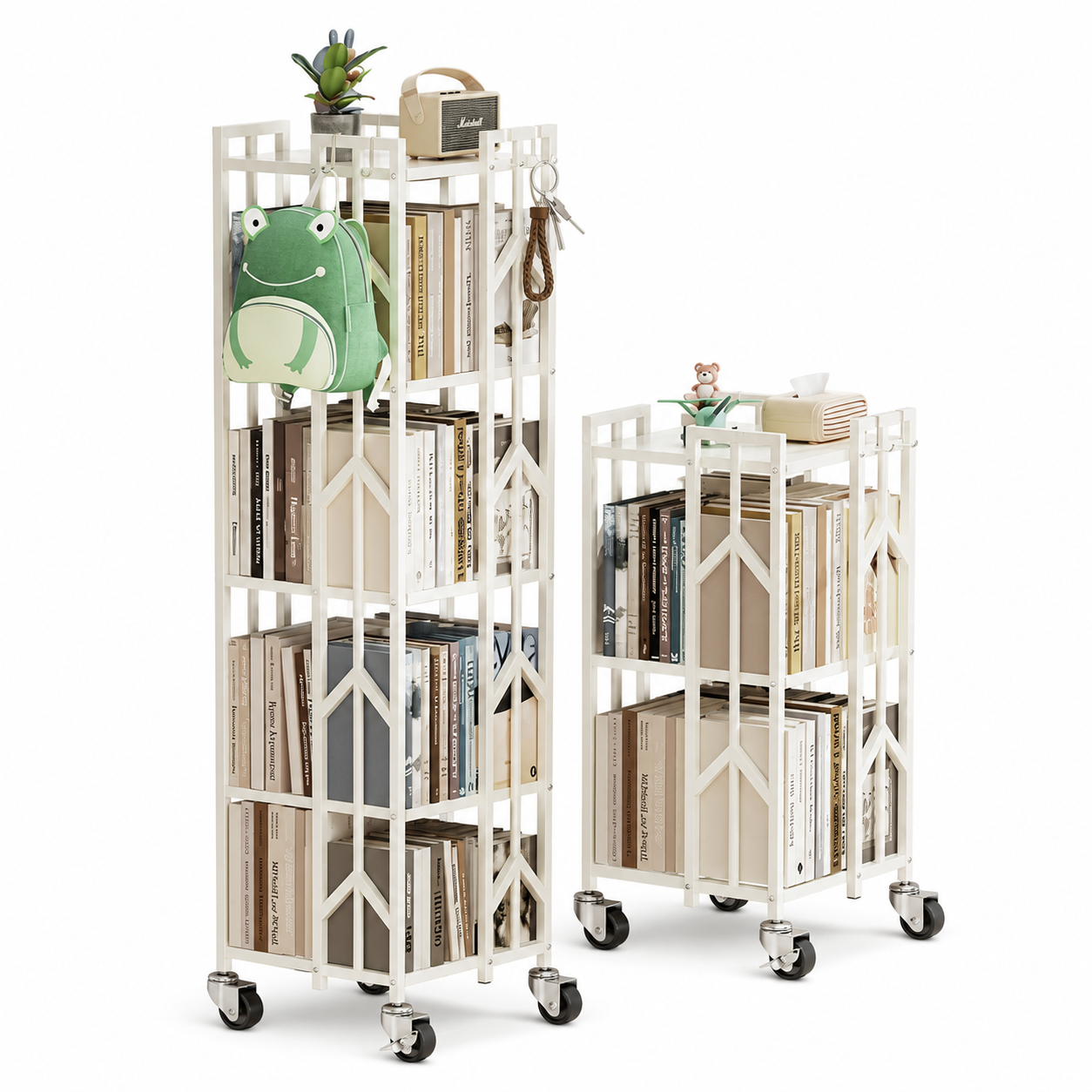 AVANRA Rotating Bookshelf Standing Books Storage Rack With Wheels