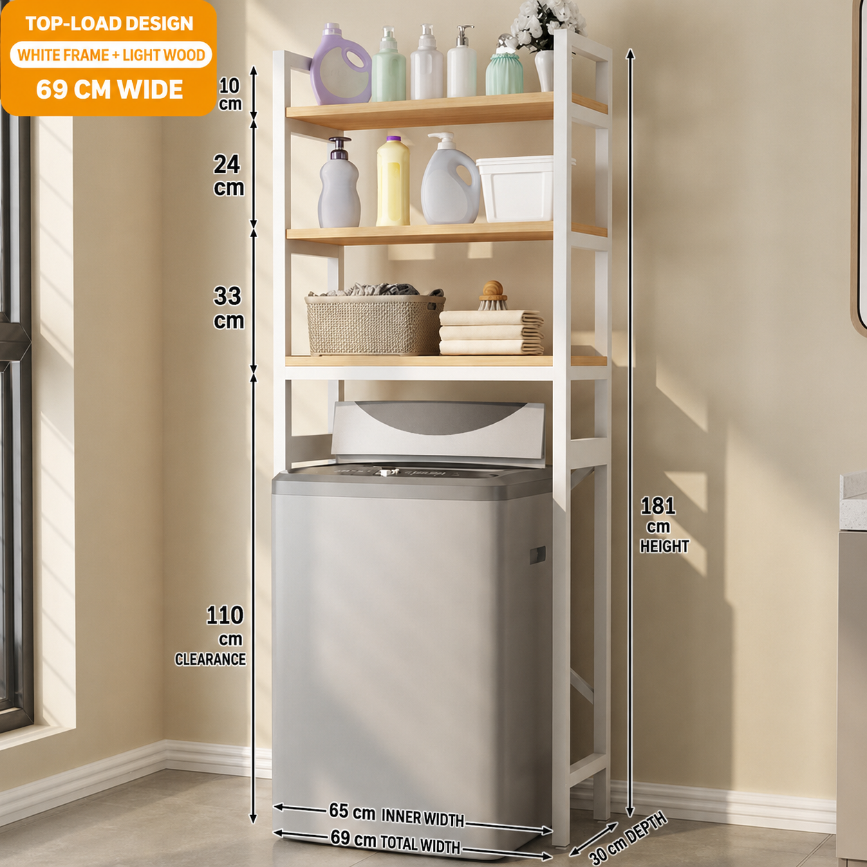 AVANRA 3 Tiers Washing Machine Rack