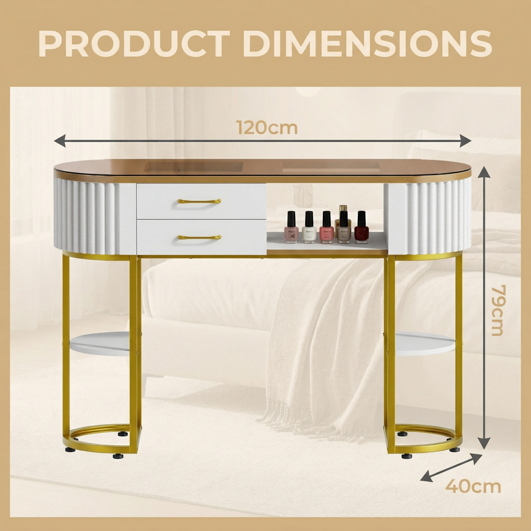 AVANRA Tempered Glass Manicure Table