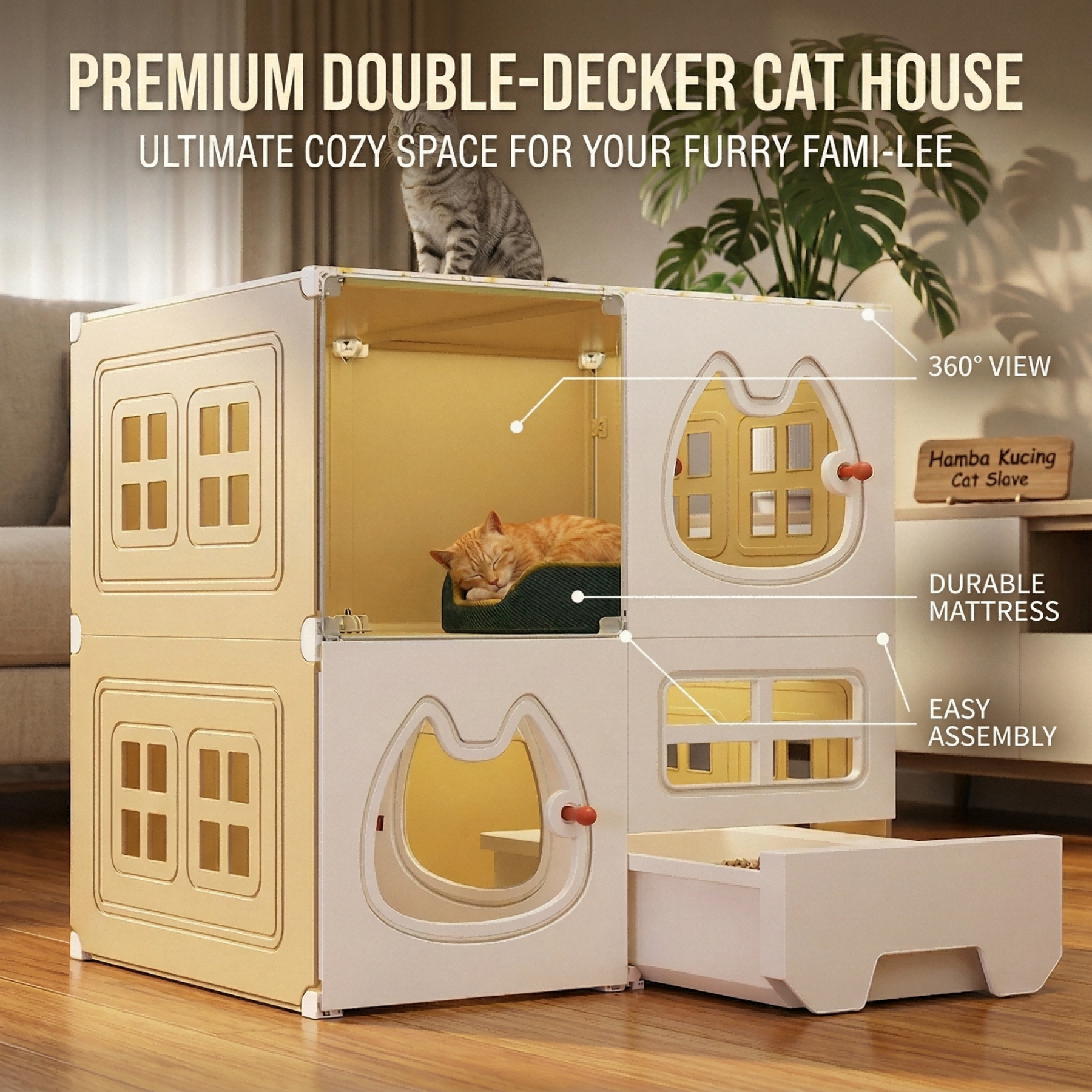 AVANRA Large Cat Villa with Litter Box