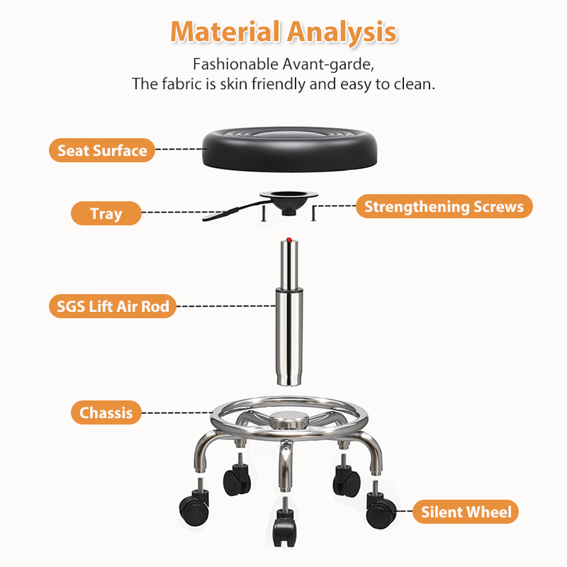 Kerusi Bulat Beroda Roller Stool Chair Kerusi Salun Makeup SPA Hydraulic Adjustable Office Stool