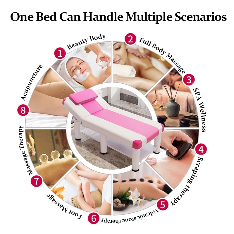 High-Quality Beauty Massage Bed With High Weight Capacity Adjustable Salon Bed For Professional Use Rak Meja Urut