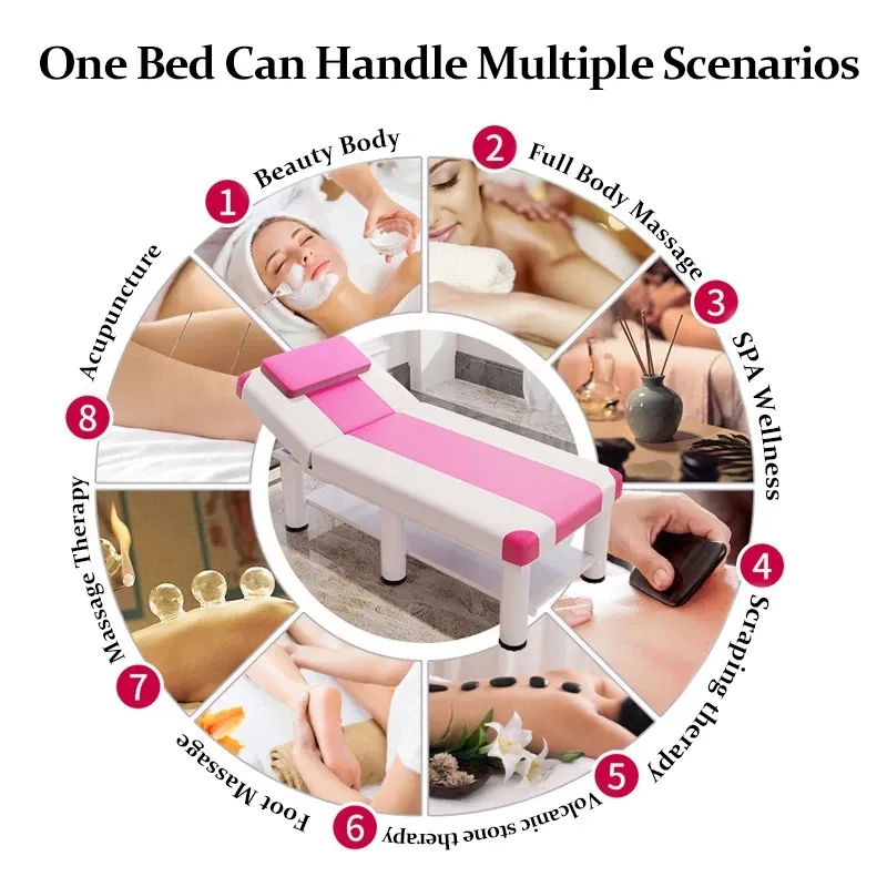 High-Quality Beauty Massage Bed With High Weight Capacity Adjustable Salon Bed For Professional Use Rak Meja Urut
