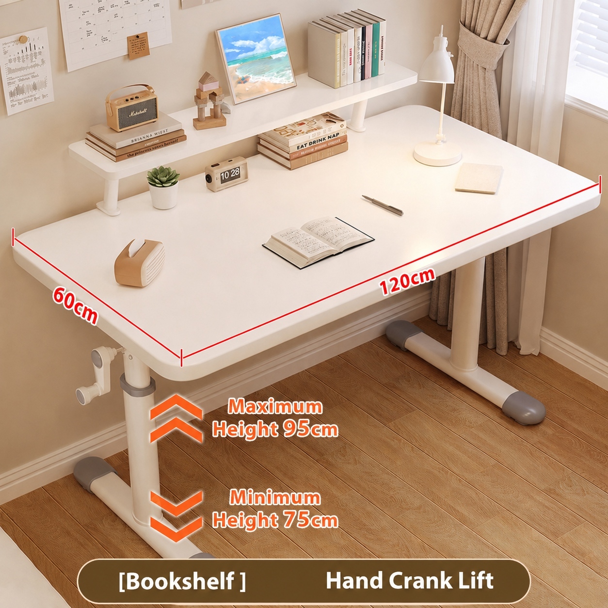 AVANRA Adjustable Study Desk with Bookshelf