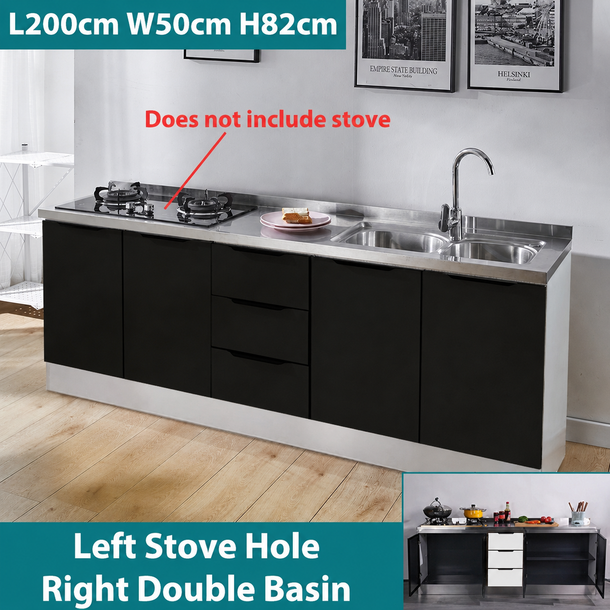 AVANRA Stainless Steel Sink Cooktop Cabinet