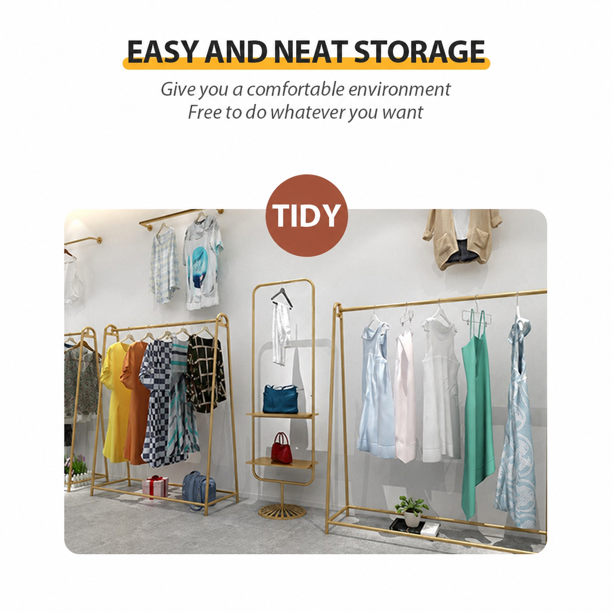 AVANRA Golden Steel Clothes Rack