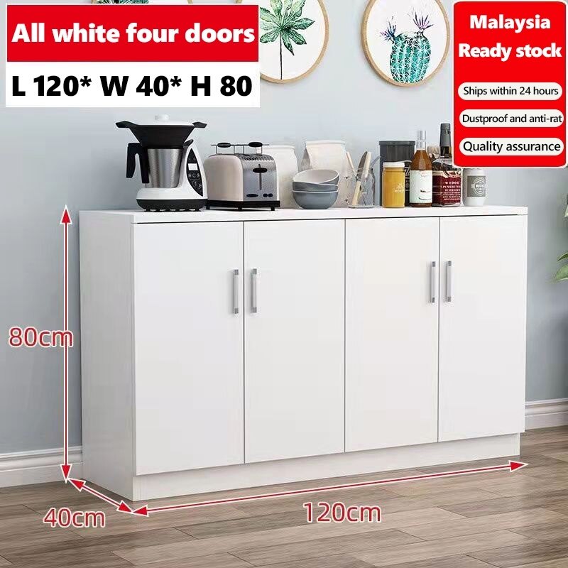 Kitchen Cupboard Buffet Table Organizer Shelf HeavyReady StockDuty White Wood Home Kitchen Almari Dapur Serbaguna