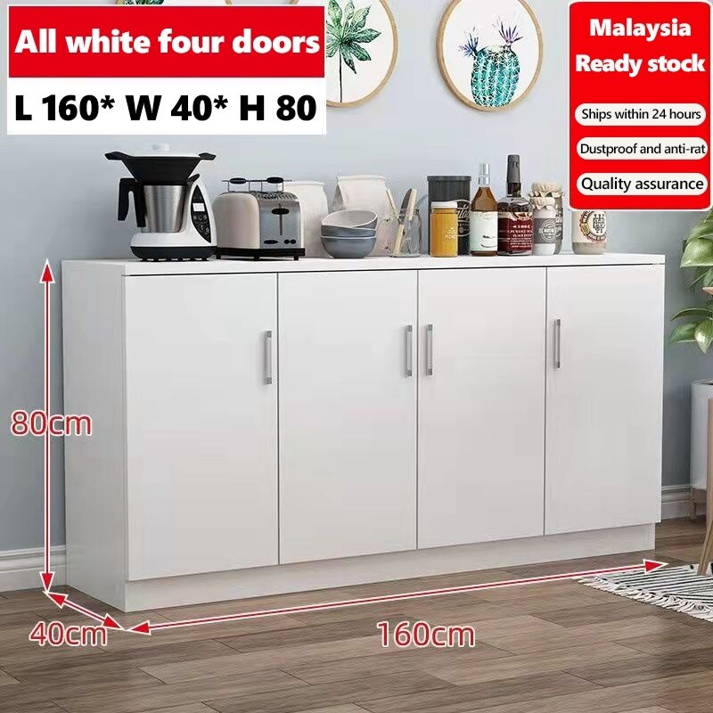 Kitchen Cupboard Buffet Table Organizer Shelf HeavyReady StockDuty White Wood Home Kitchen Almari Dapur Serbaguna