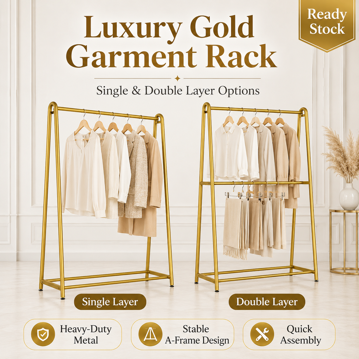 AVANRA Golden Steel Clothes Rack