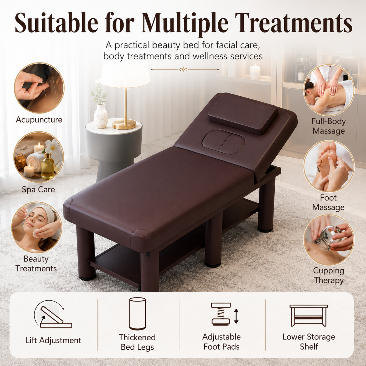 AVANRA Adjustable Beauty Massage Bed product detail for Malaysia homes and commercial spaces