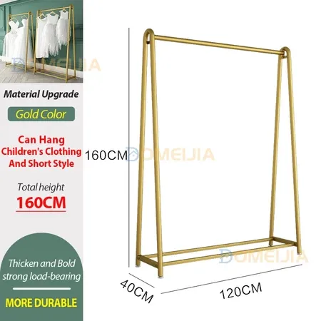 Golden Steel Pipe Clothes Rack Clothing Store Display Shelf Bold Drying Hanging 150/180/200 Penyangkut Baju
