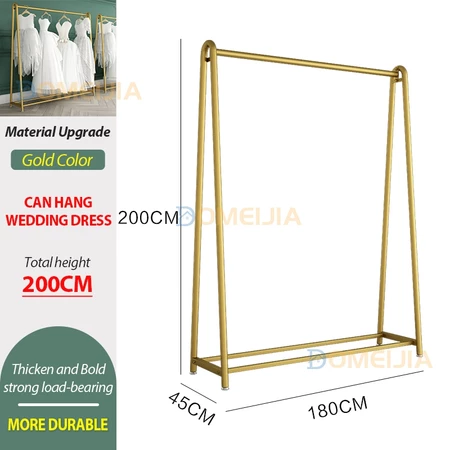 Golden Steel Pipe Clothes Rack Clothing Store Display Shelf Bold Drying Hanging 150/180/200 Penyangkut Baju