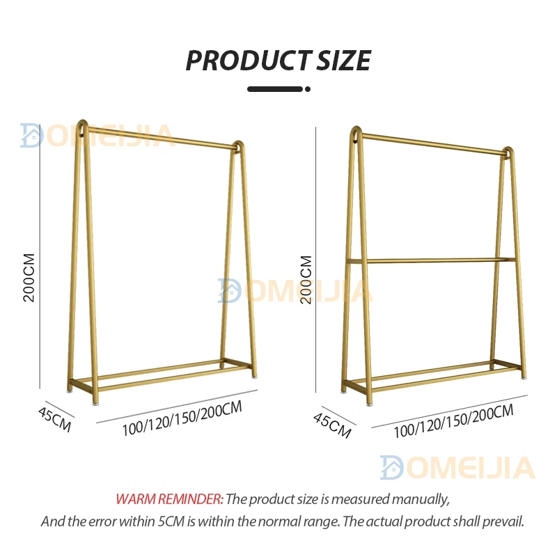 Golden Steel Pipe Clothes Rack Clothing Store Display Shelf Bold Drying Hanging 150/180/200 Penyangkut Baju