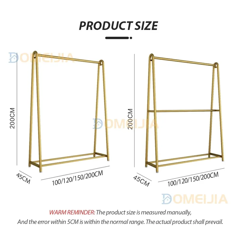 Golden Steel Pipe Clothes Rack Clothing Store Display Shelf Bold Drying Hanging 150/180/200 Penyangkut Baju