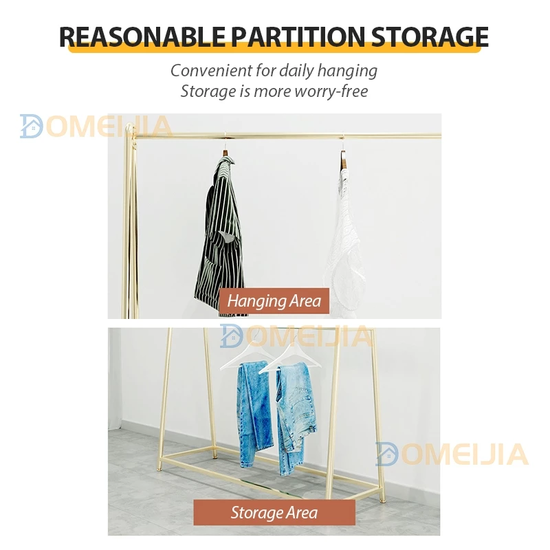 Golden Steel Pipe Clothes Rack Clothing Store Display Shelf Bold Drying Hanging 150/180/200 Penyangkut Baju