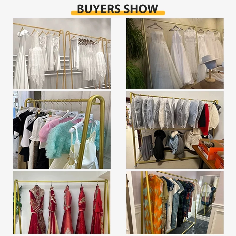 Golden Steel Pipe Clothes Rack Clothing Store Display Shelf Bold Drying Hanging 150/180/200 Penyangkut Baju