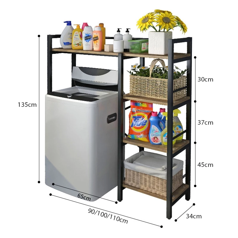 Washing Machine Rack Bathroom Storage Shelf Balcony Floor Hanger Toilet Shelves Rak Mesin Basuh 4-Tier