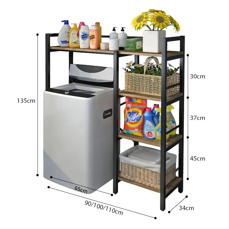 Washing Machine Rack Bathroom Storage Shelf Balcony Floor Hanger Toilet Shelves Rak Mesin Basuh 4-Tier