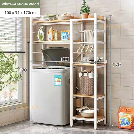 Washing Machine Rack Bathroom Storage Shelf Balcony Floor Hanger Toilet Shelves Rak Mesin Basuh 4-Tier