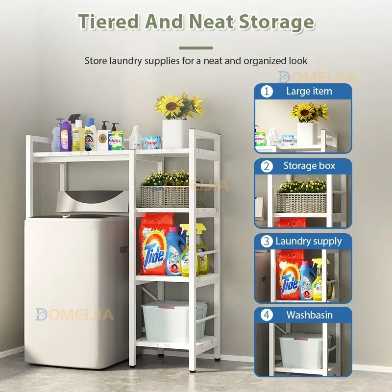 Washing Machine Rack Bathroom Storage Shelf Balcony Floor Hanger Toilet Shelves Rak Mesin Basuh 4-Tier