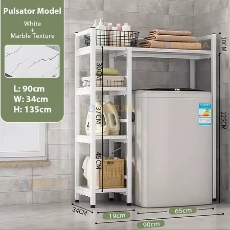 Washing Machine Rack Bathroom Storage Shelf Balcony Floor Hanger Toilet Shelves Rak Mesin Basuh 4-Tier