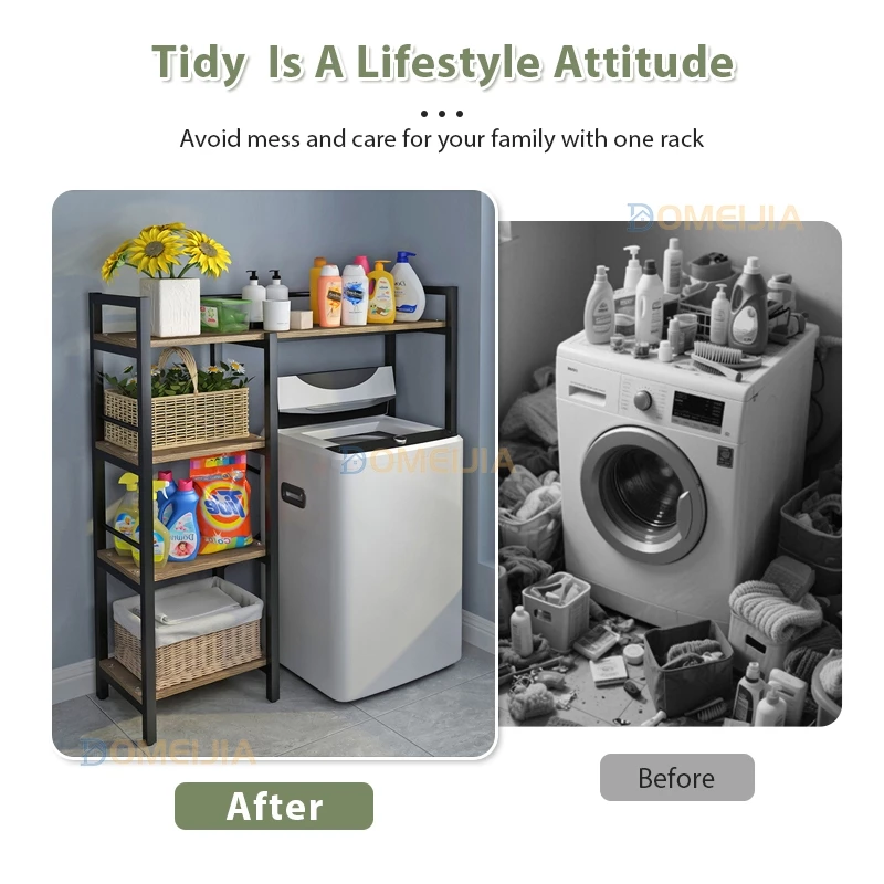 Washing Machine Rack Bathroom Storage Shelf Balcony Floor Hanger Toilet Shelves Rak Mesin Basuh 4-Tier
