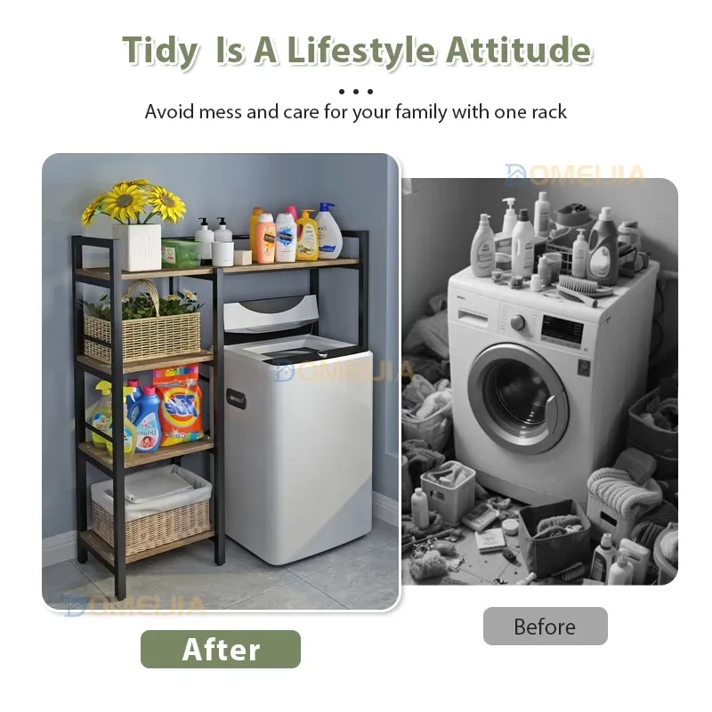 Washing Machine Rack Bathroom Storage Shelf Balcony Floor Hanger Toilet Shelves Rak Mesin Basuh 4-Tier
