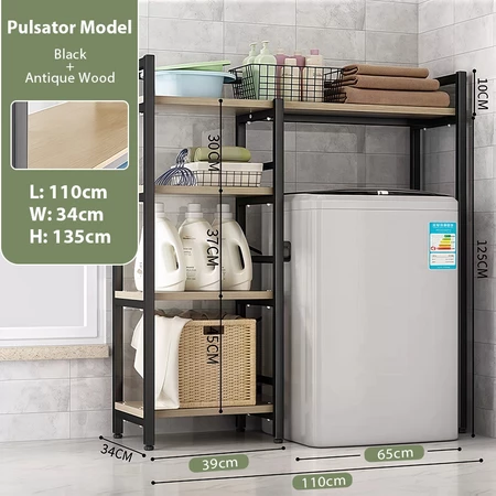 Washing Machine Rack Bathroom Storage Shelf Balcony Floor Hanger Toilet Shelves Rak Mesin Basuh 4-Tier