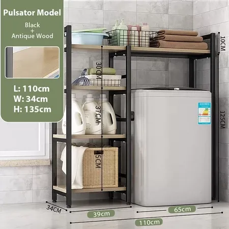 Washing Machine Rack Bathroom Storage Shelf Balcony Floor Hanger Toilet Shelves Rak Mesin Basuh 4-Tier