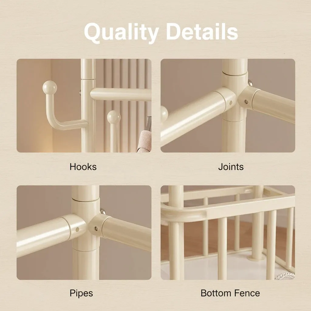 Mobile Coat Rack With Storage Basket Multilayer Organizer Rak Baju Beroda Pakaian Untuk Bilik Tidur Parlor