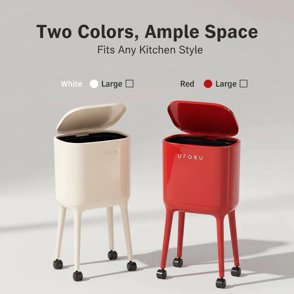 High Leg Trash Can With Wheels Large Capacity Mobile Dustbin Plastic Waste Bin For Home Kitchen Rak Tong Sampah Beroda