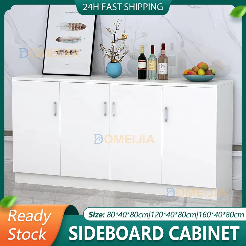 Kitchen Cupboard Buffet Table Organizer Shelf HeavyReady StockDuty White Wood Home Kitchen Almari Dapur Serbaguna