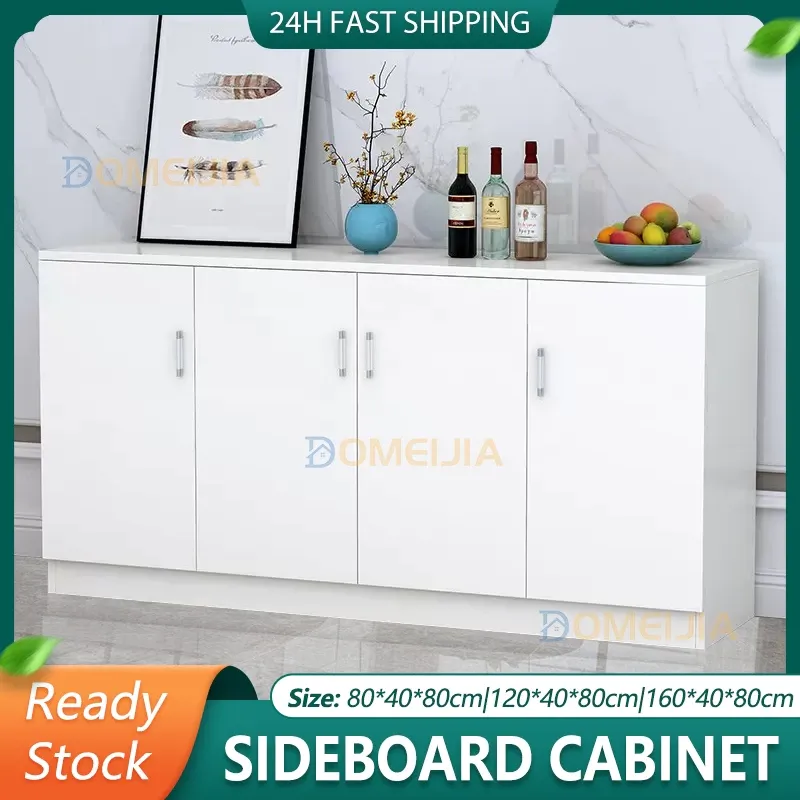 Kitchen Cupboard Buffet Table Organizer Shelf HeavyReady StockDuty White Wood Home Kitchen Almari Dapur Serbaguna