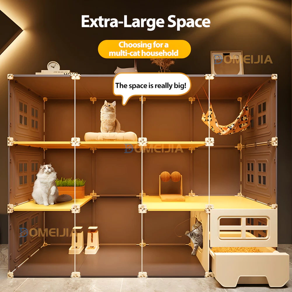 Sangkar Kucing Besar Cat Villa With Litter Box And Scoop Kucing Toilet Bertingkat Breathable 