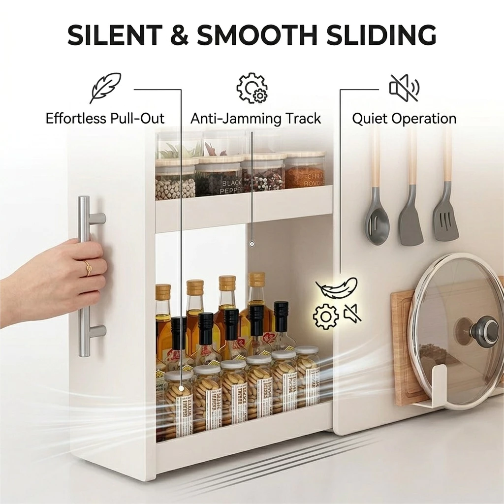 AVANRA Pull-Out Spice Rack Organizer storage and usage detail