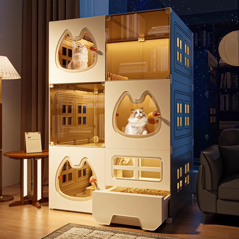 Sangkar Kucing Besar Cat Villa With Litter Box And Scoop Kucing Toilet Bertingkat Breathable 