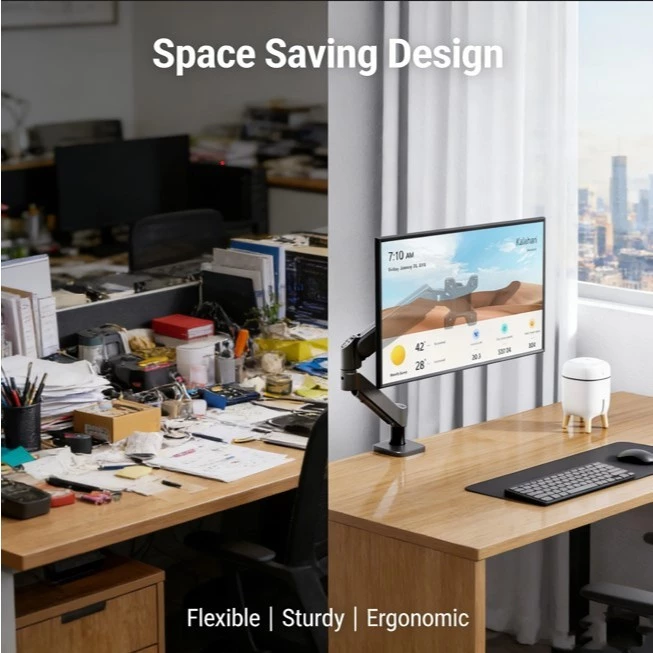 AVANRA Adjustable Monitor Arm Stand size and finish reference