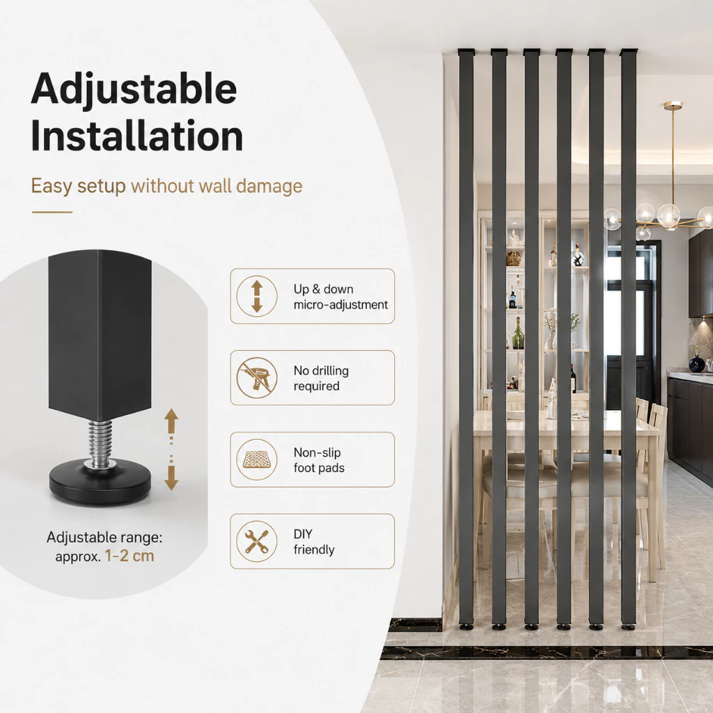 Premium Aluminum Alloy Divider Penghadang Ruang Custom Screen Partition Living Room Office Entrance Decor