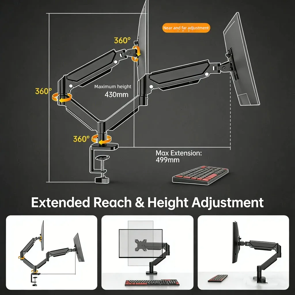 AVANRA Adjustable Monitor Arm Stand storage and usage detail