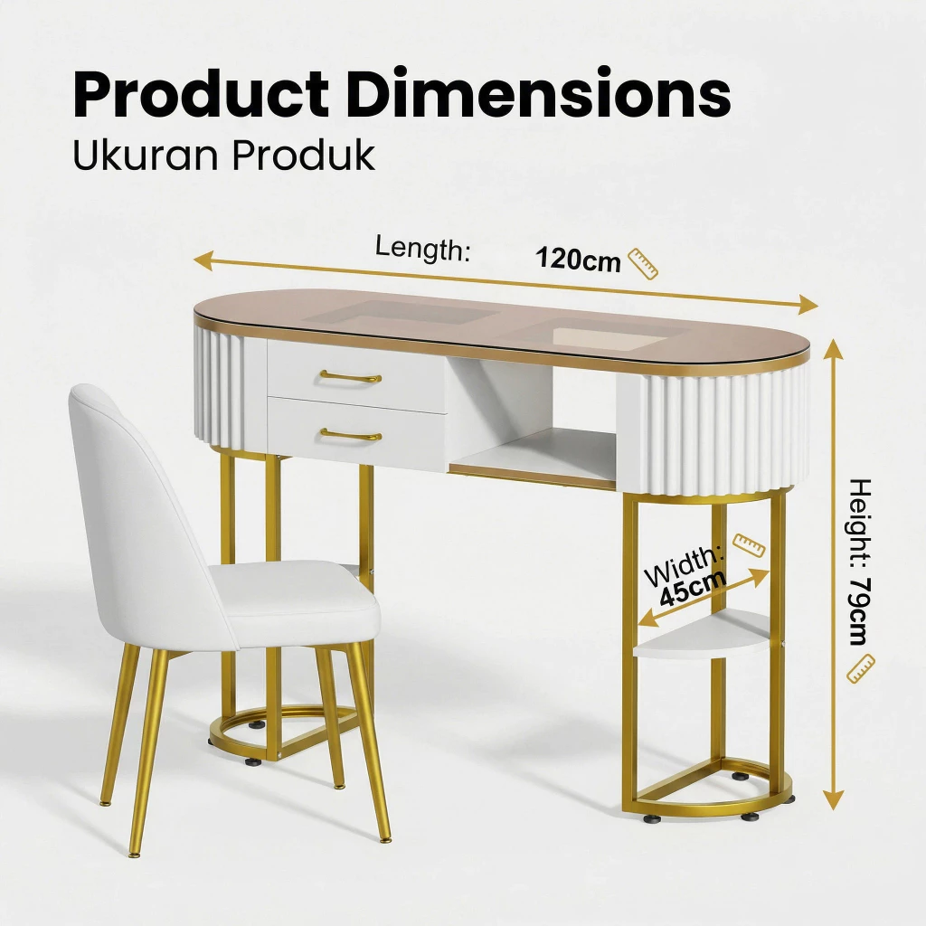 AVANRA Tempered Glass Manicure Table for manicure table Malaysia