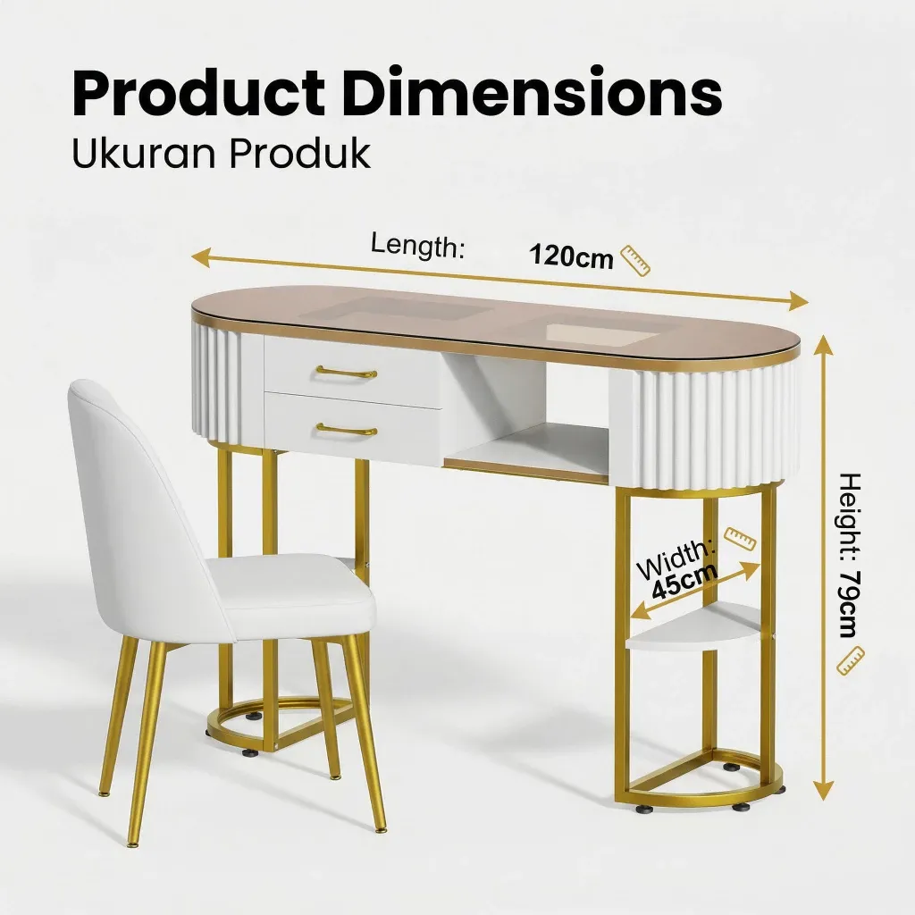AVANRA Tempered Glass Manicure Table for manicure table Malaysia