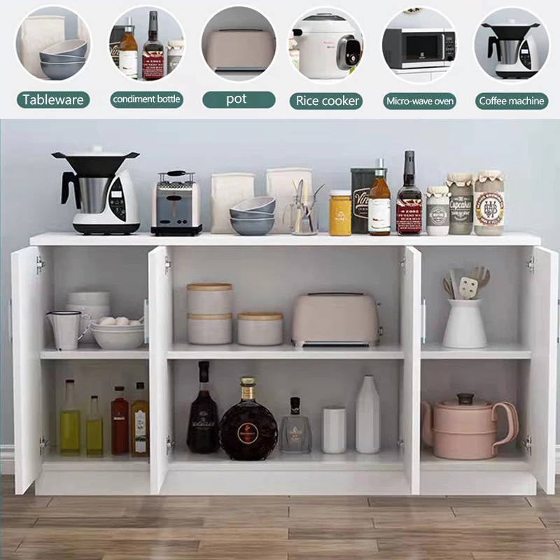 Kitchen Cupboard Buffet Table Organizer Shelf HeavyReady StockDuty White Wood Home Kitchen Almari Dapur Serbaguna