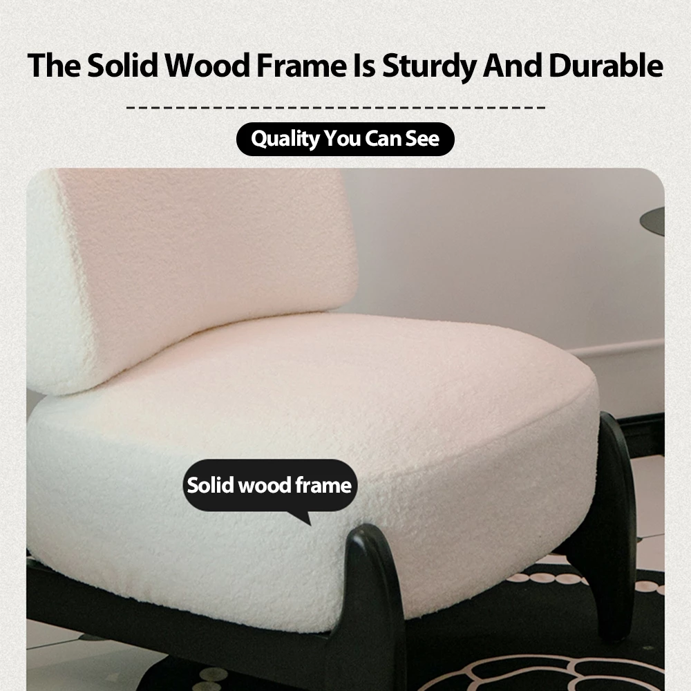 Lamb Velvet Lounge Chair Retro Single Sofa Kerusi Santai Modern Comfy Seat Nordic Living Room Furniture