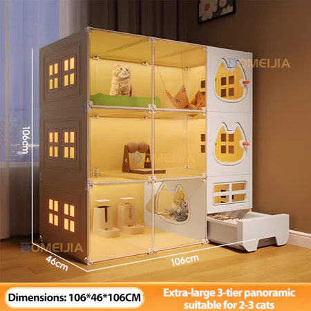 Sangkar Kucing Besar Cat Villa With Litter Box And Scoop Kucing Toilet Bertingkat Breathable 