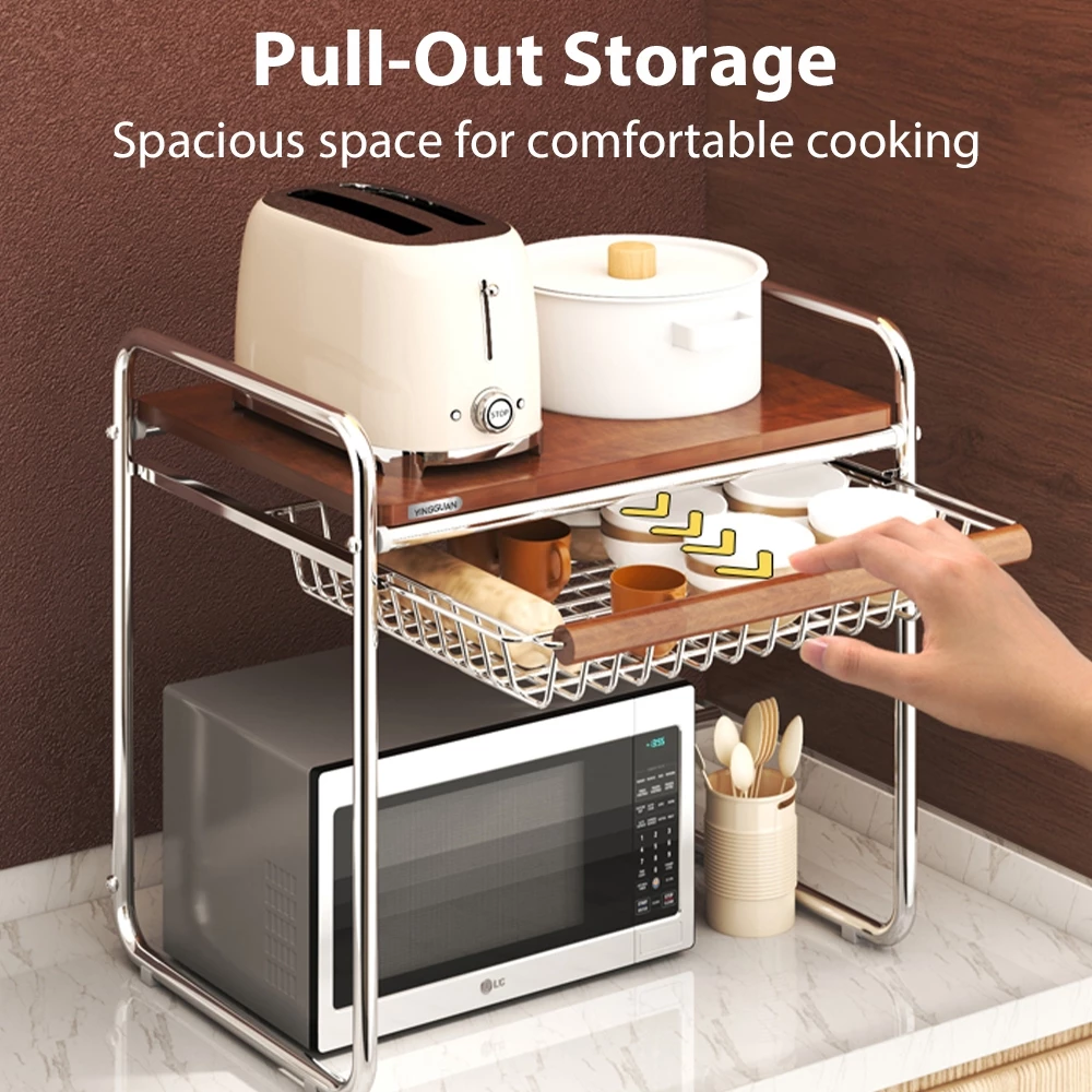 Kitchen Microwave Rack Rak Dapur Multi Layer Countertop Organizer Mesh