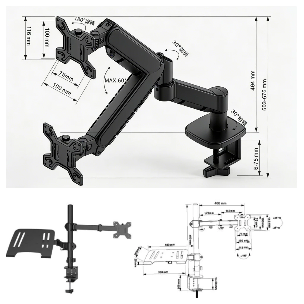 AVANRA Adjustable Monitor Arm Stand storage and usage detail