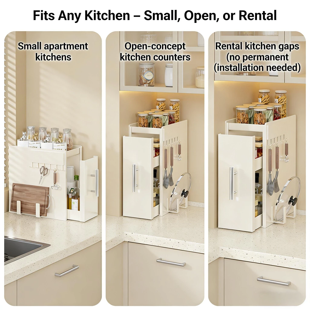AVANRA Pull-Out Spice Rack Organizer size and finish reference