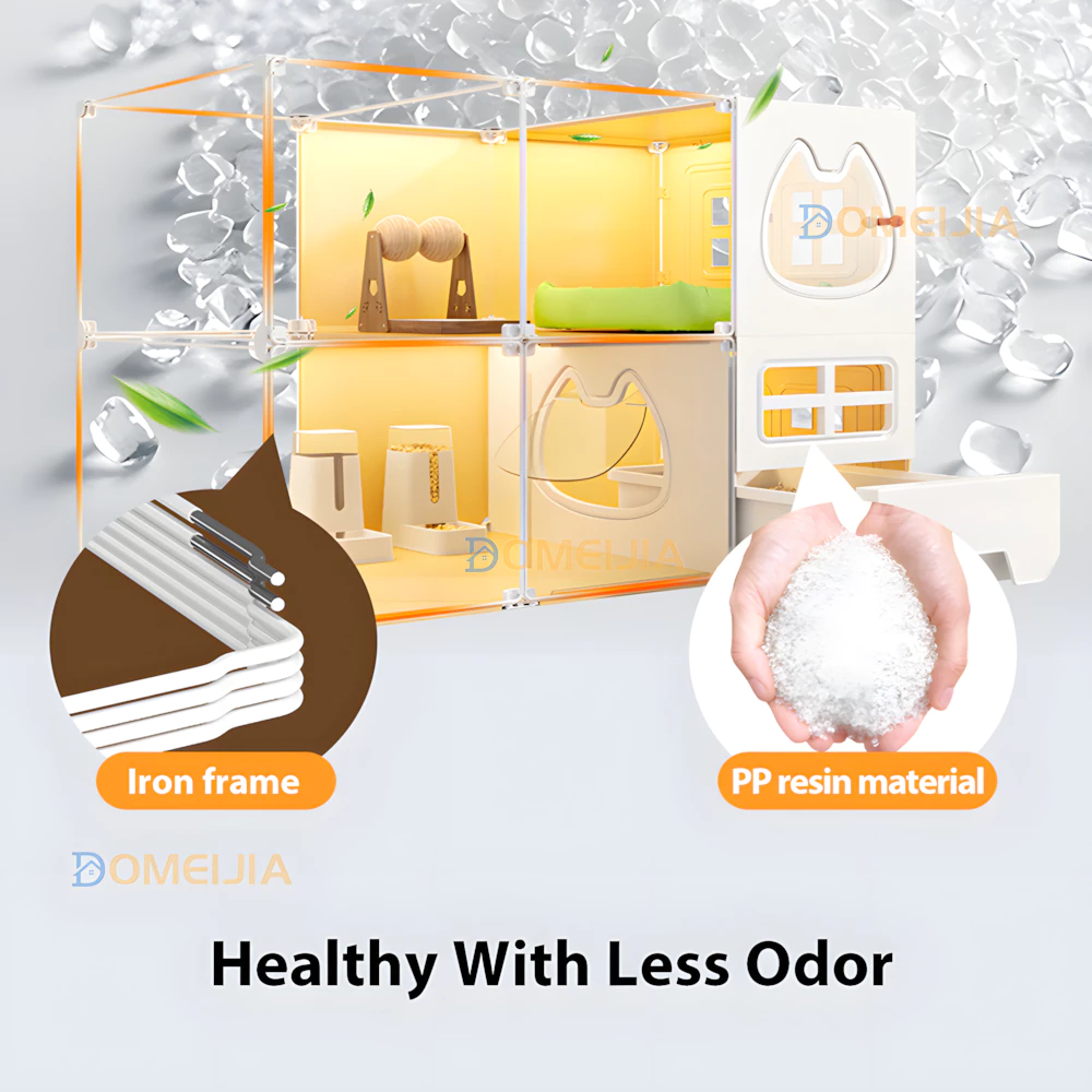 Sangkar Kucing Besar Cat Villa With Litter Box And Scoop Kucing Toilet Bertingkat Breathable 