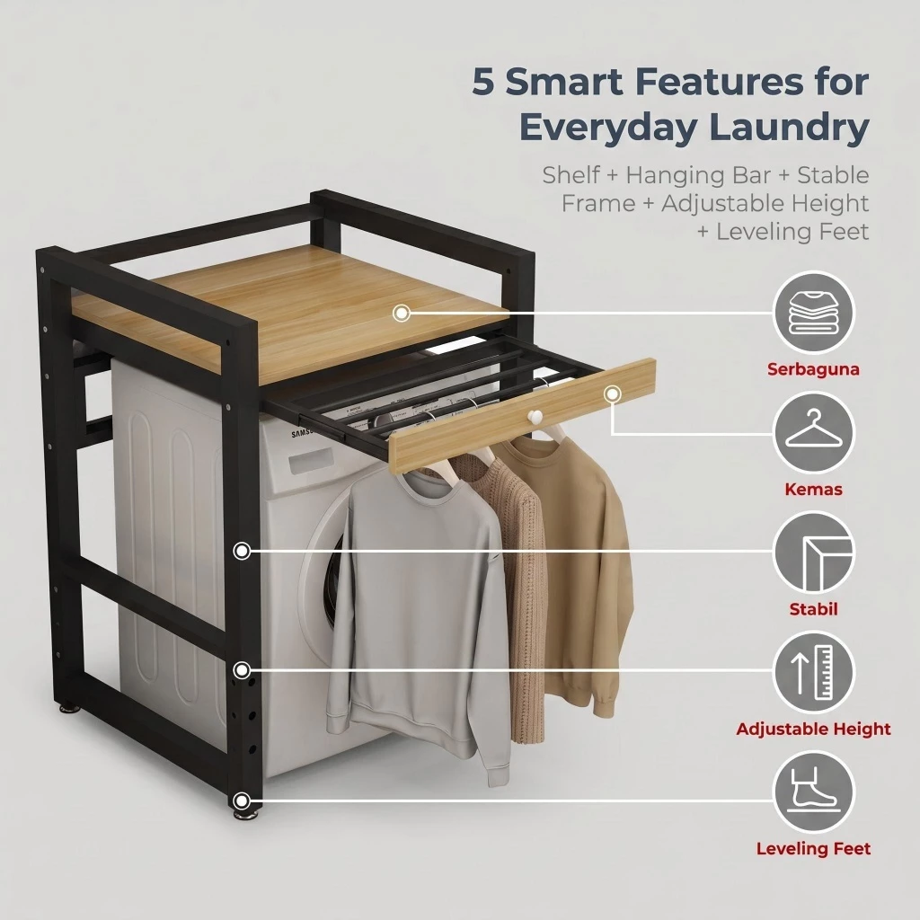 Washing Machine Rack Bathroom Storage Shelf Balcony Floor Hanger Toilet Shelves Organizer Rak Mesin Basuh